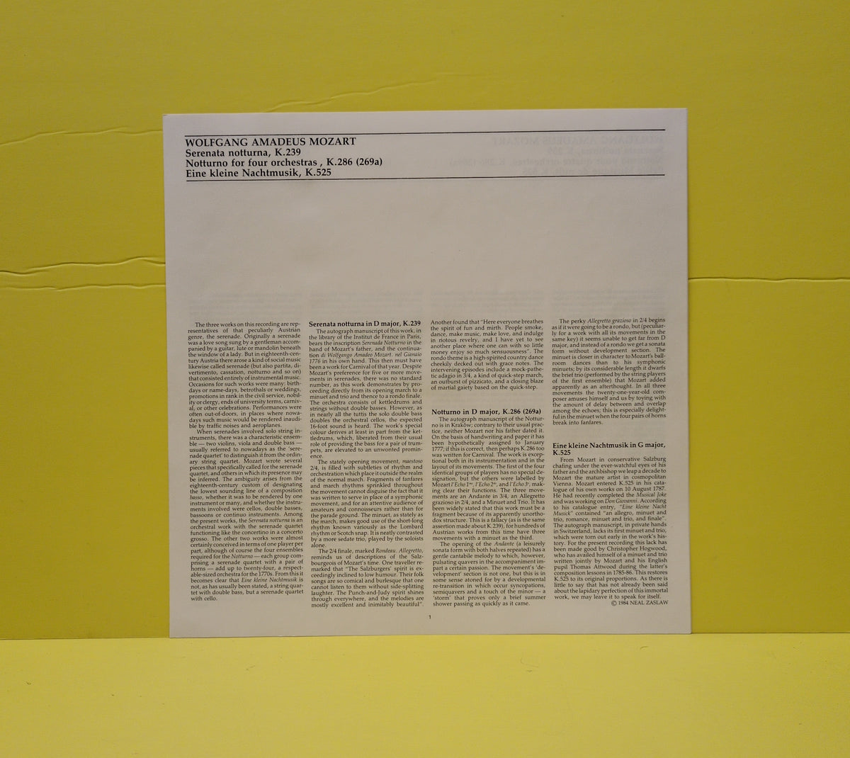 Wolfgang Amadeus Mozart, The Academy Of Ancient Music, Christopher Hogwood - Eine Kleine Nachtmusik • Serenata Notturna • Notturno, K.286 - 1984 - 411 720-1 Used - NM - Vinyl Wolfgang Amadeus Mozart, The Academy Of Ancient Music, Christopher Hogwood - Eine Kleine Nachtmusik • Serenata Notturna • Notturno, K.286 - 1984 - 411 720-1 Used - NM - Vinyl
