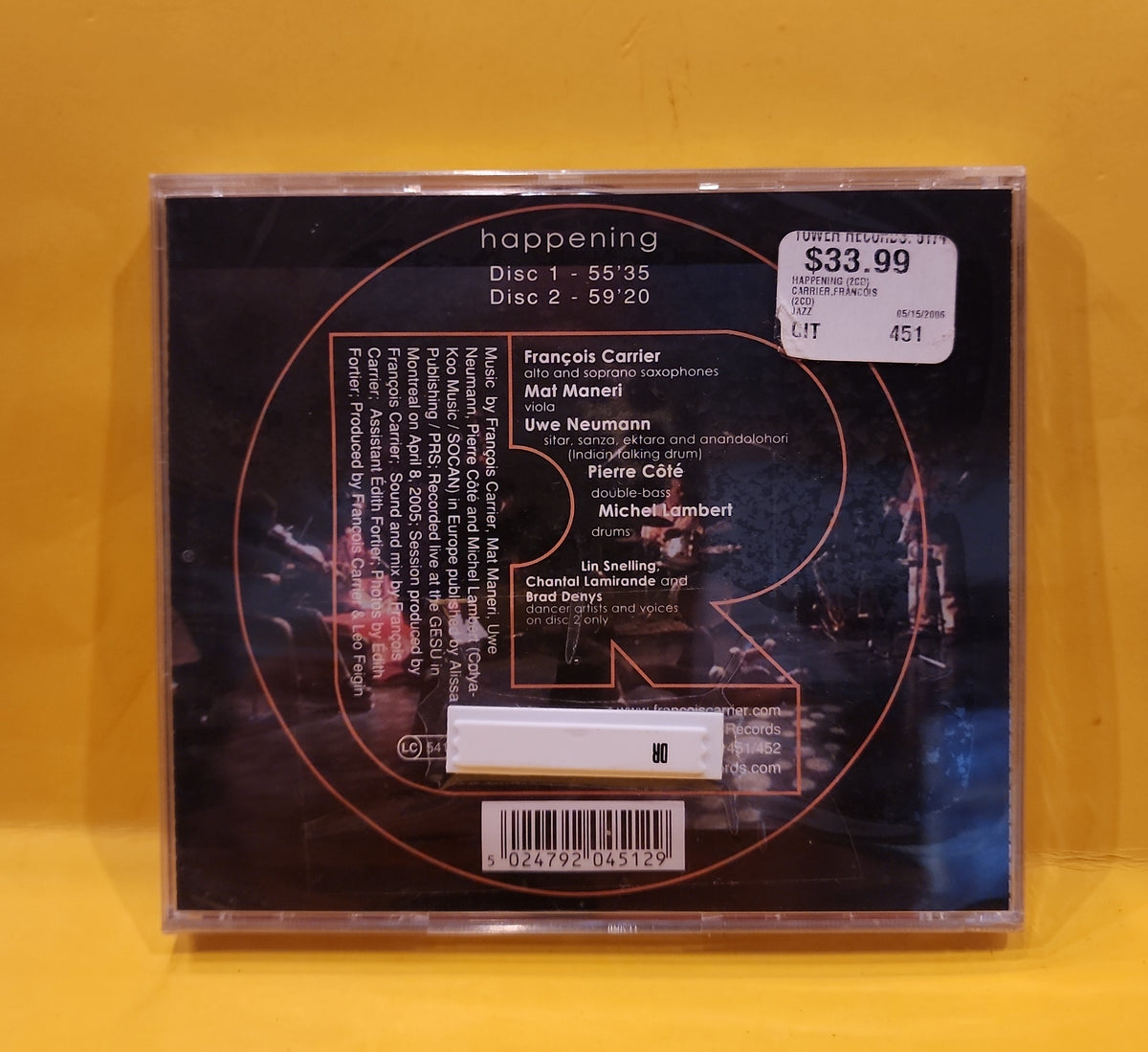 François Carrier - Happening - 2006 - CD LR 451/452 New - Sealed - CDs François Carrier - Happening - 2006 - CD LR 451/452 New - Sealed - CDs