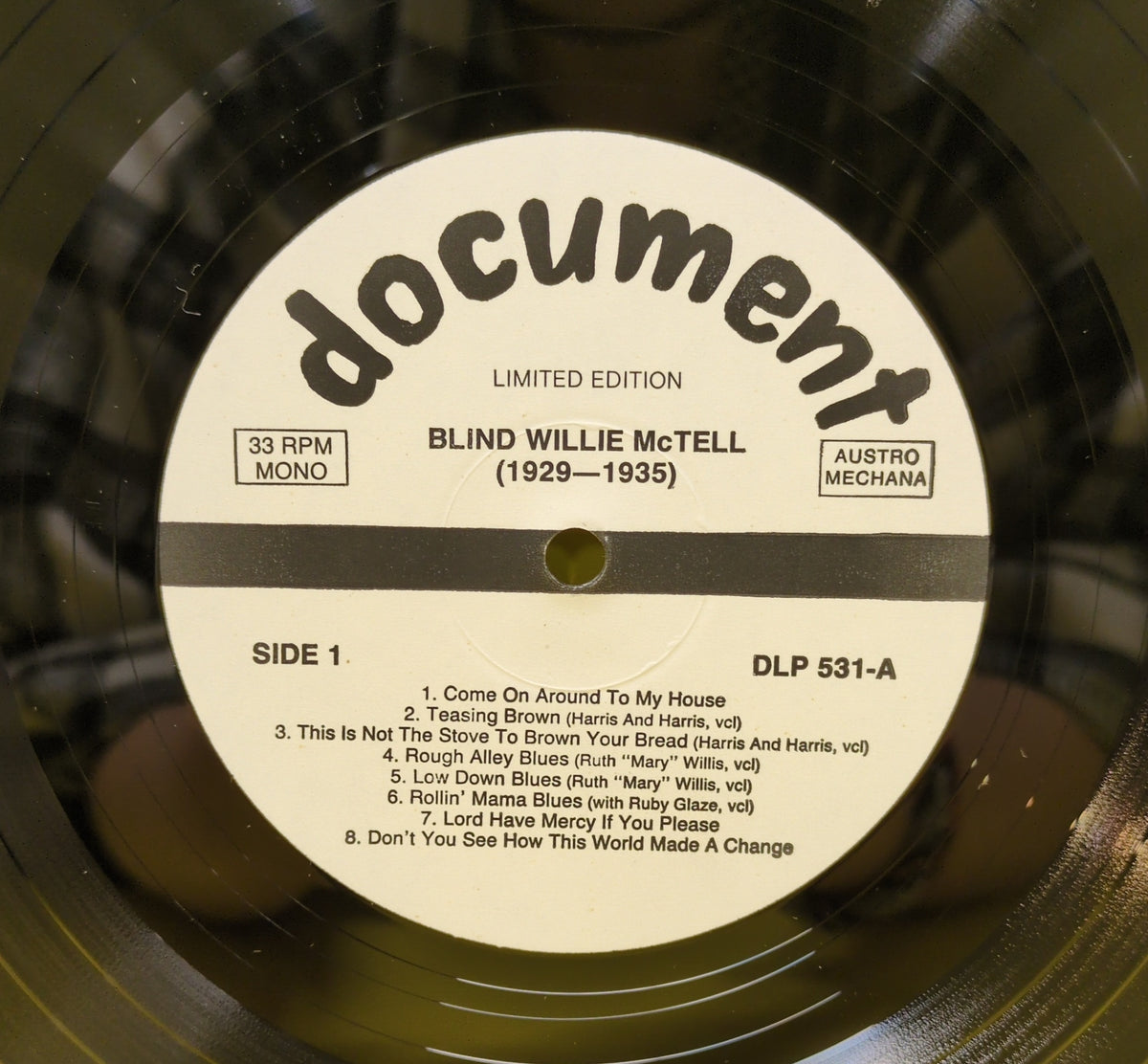 Blind Willie McTell - (1929-1935) - 1988 - DLP 531 Used - EX - Vinyl - Limited Edition - Remastered - Mono Blind Willie McTell - (1929-1935) - 1988 - DLP 531 Used - EX - Vinyl - Limited Edition - Remastered - Mono