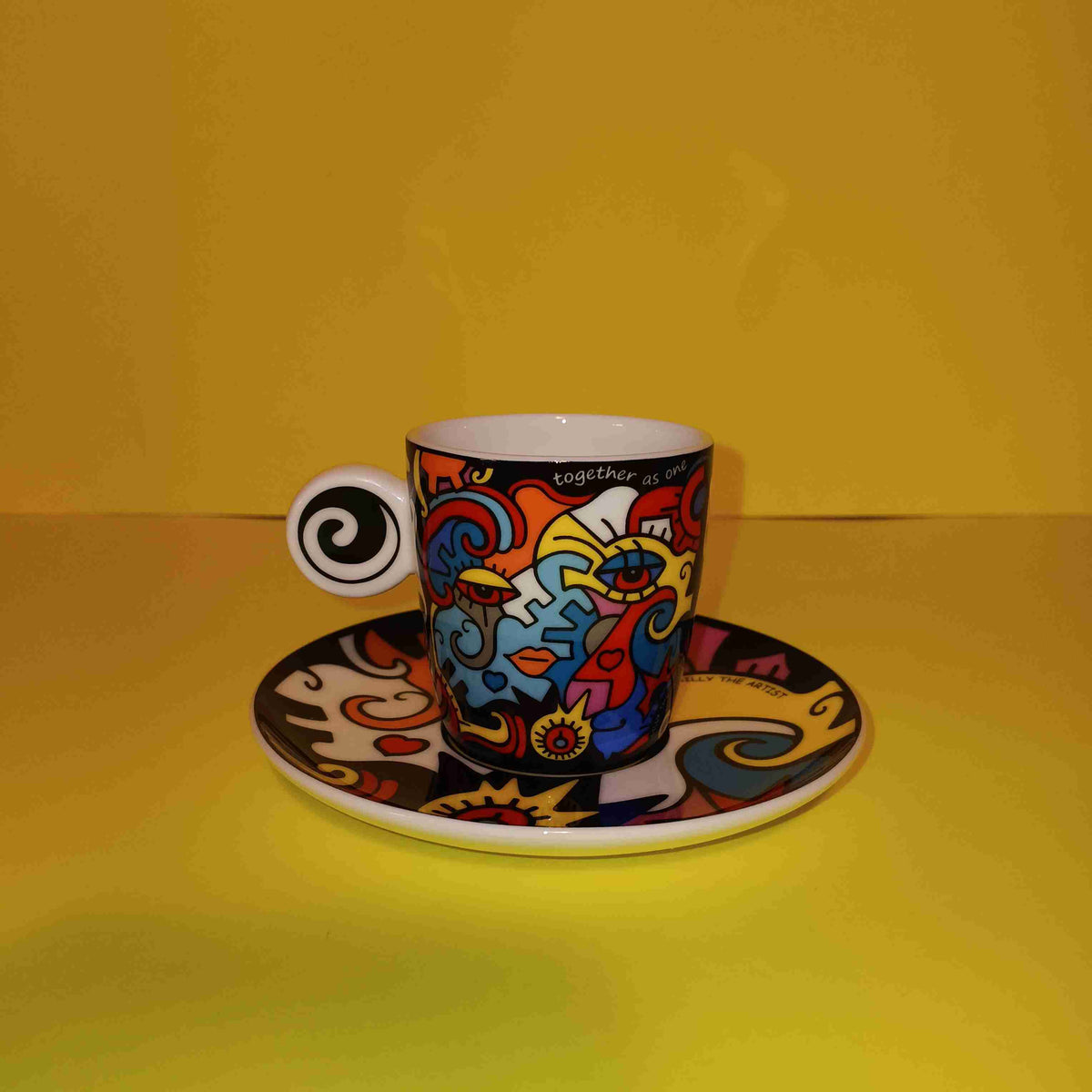 Billy The Artist - Together As One / Espresso Cup & Saucer - New - Art Billy The Artist - Together As One / Espresso Cup & Saucer - New - Art