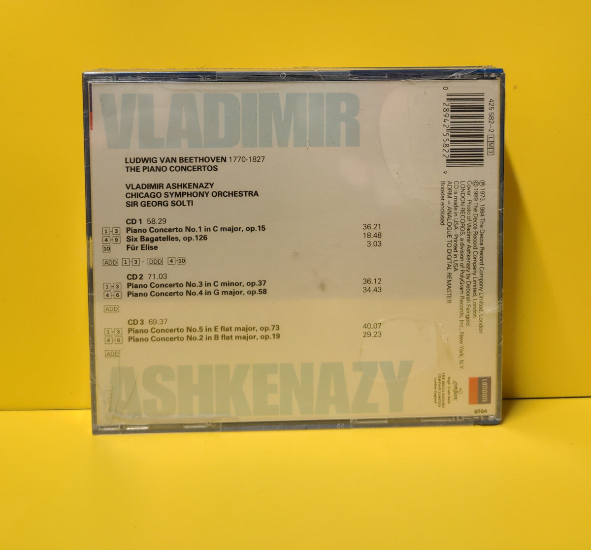 Beethoven, Vladimir Ashkenazy - Piano Concertos - 1989 - 425 582-2 New - Sealed - CDs Beethoven, Vladimir Ashkenazy - Piano Concertos - 1989 - 425 582-2 New - Sealed - CDs