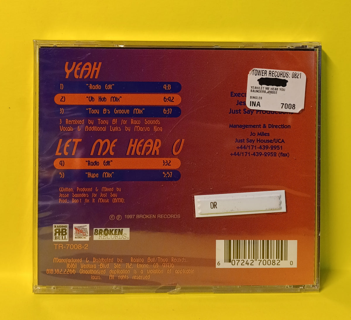 Jesse Saunders - Yeah / Let Me Hear U - 1997 - TR-7008-2 New - Sealed - CDs Jesse Saunders - Yeah / Let Me Hear U - 1997 - TR-7008-2 New - Sealed - CDs