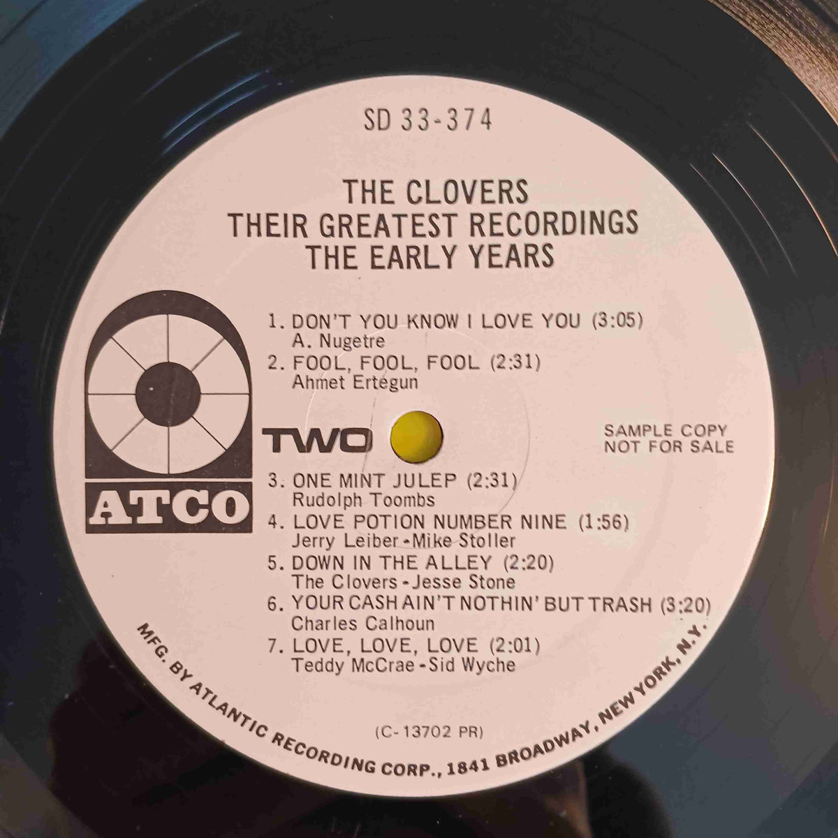 The Clovers - Their Greatest Recordings The Early Years PROMO - 1971 - SD 33-374 Used - VG++ - Vinyl The Clovers - Their Greatest Recordings The Early Years PROMO - 1971 - SD 33-374 Used - VG++ - Vinyl