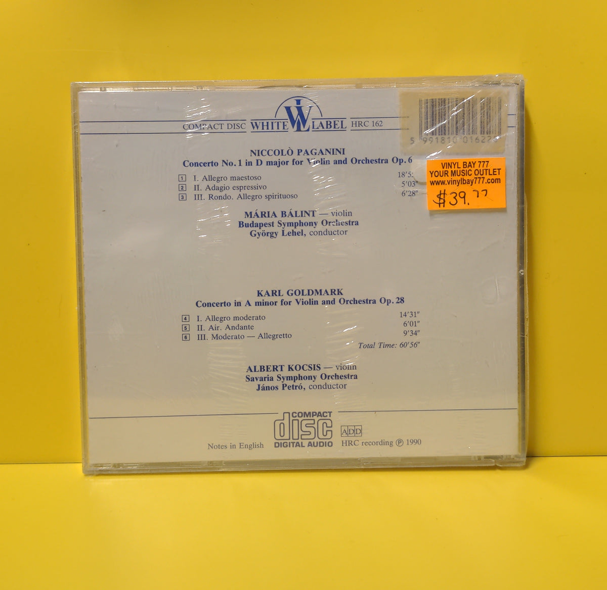 Paganini, Goldmark, Maria Balint, Albert Kocsis - Violin Concertos - 1990 - HRC 162 New - Sealed - CDs Paganini, Goldmark, Maria Balint, Albert Kocsis - Violin Concertos - 1990 - HRC 162 New - Sealed - CDs