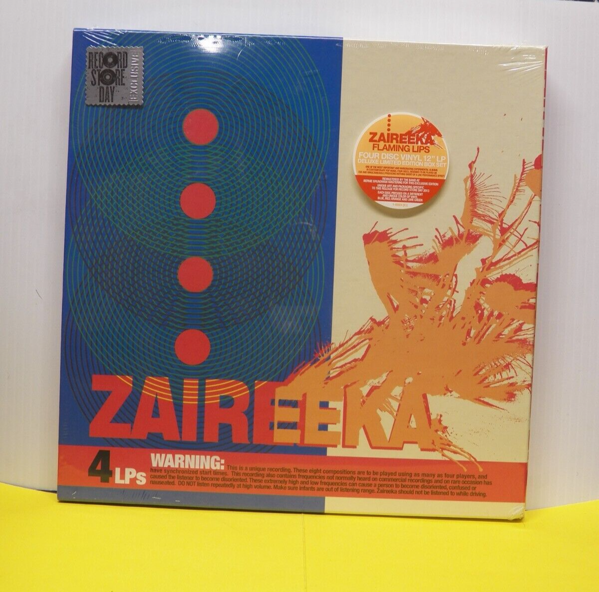 12" 4xLP Box Set Flaming Lips Zaireeka 2013 RSD Deluxe Ltd Ed Remastered Colored 12" 4xLP Box Set Flaming Lips Zaireeka 2013 RSD Deluxe Ltd Ed Remastered Colored
