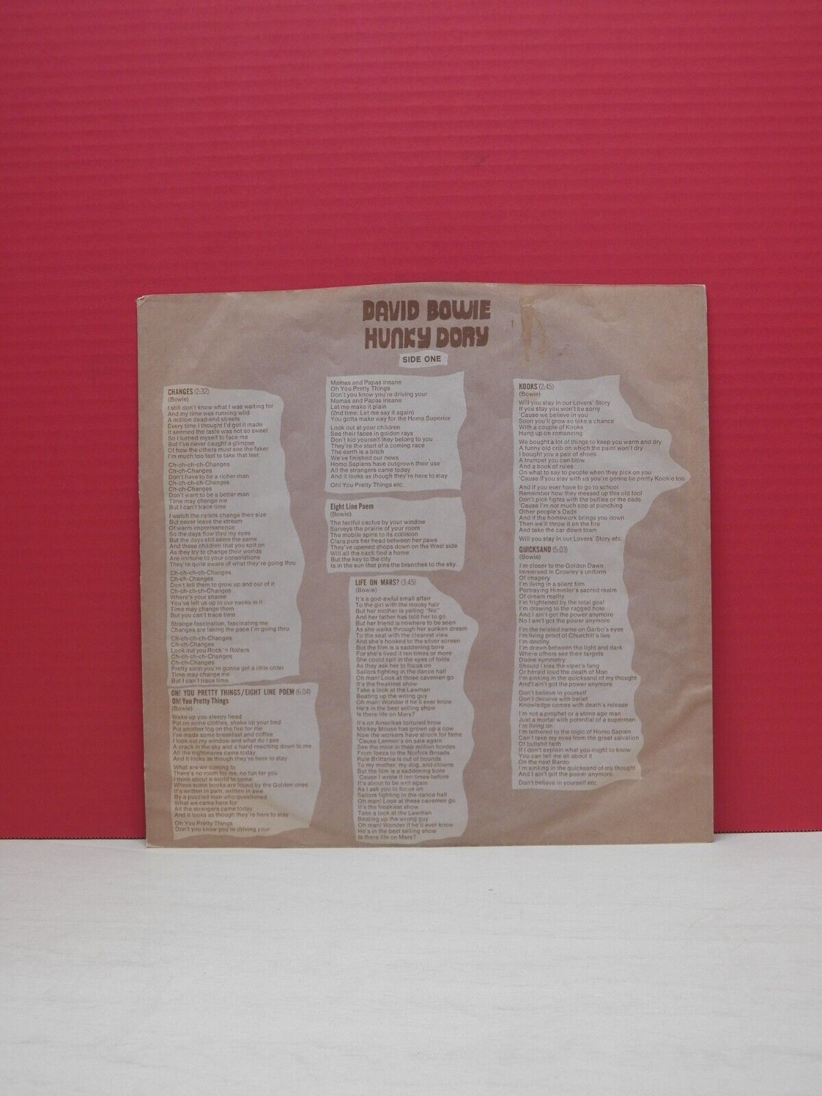 12" LP EX David Bowie Hunky Dory 1975 RCA Victor Reissue LSP-4623 12" LP EX David Bowie Hunky Dory 1975 RCA Victor Reissue LSP-4623