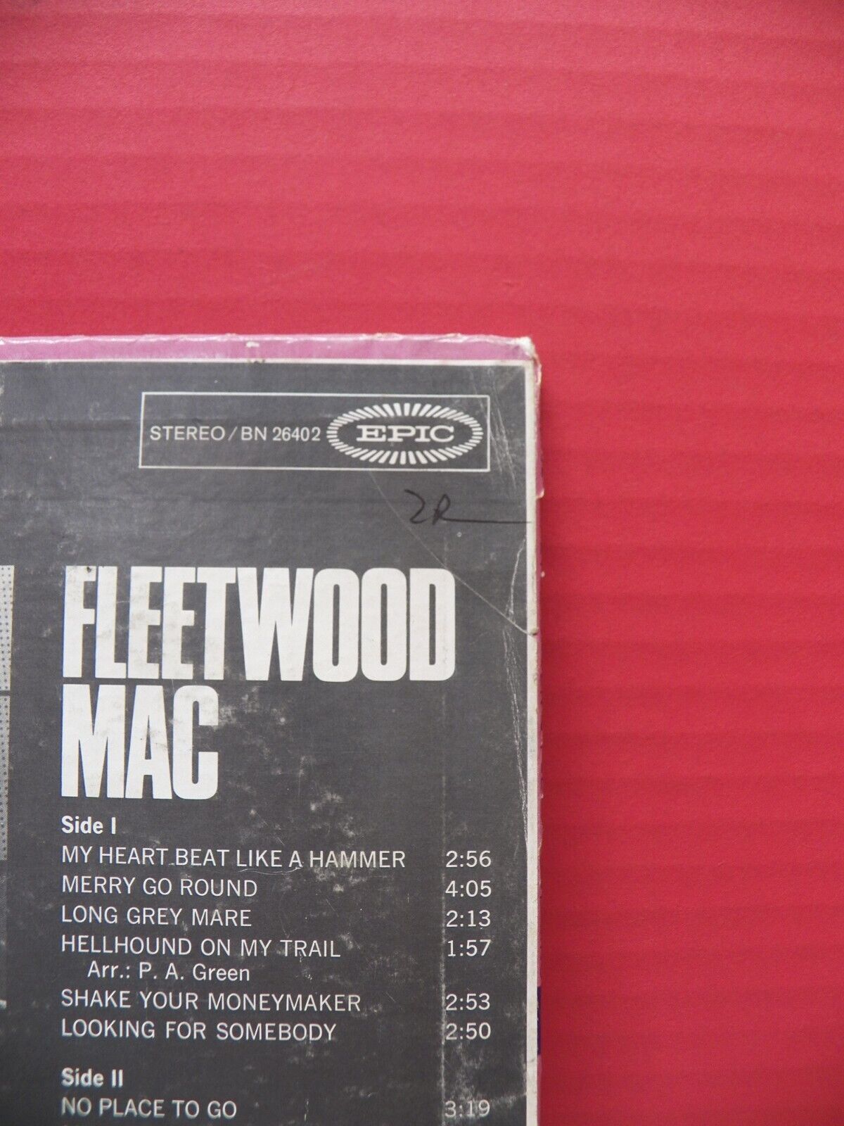 12" LP VG++/EX Fleetwood Mac Fleetwood Mac 1968 Epic Stereo BN 26402 12" LP VG++/EX Fleetwood Mac Fleetwood Mac 1968 Epic Stereo BN 26402