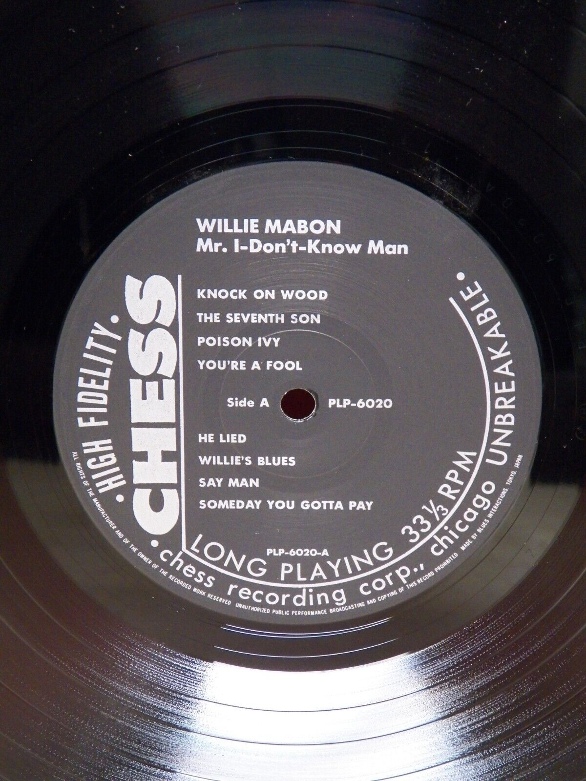 12" LP NM- Willie Mabon Mr. I-Don't-Know Man 1984 Chess Japan Import PLP-6020 12" LP NM- Willie Mabon Mr. I-Don't-Know Man 1984 Chess Japan Import PLP-6020