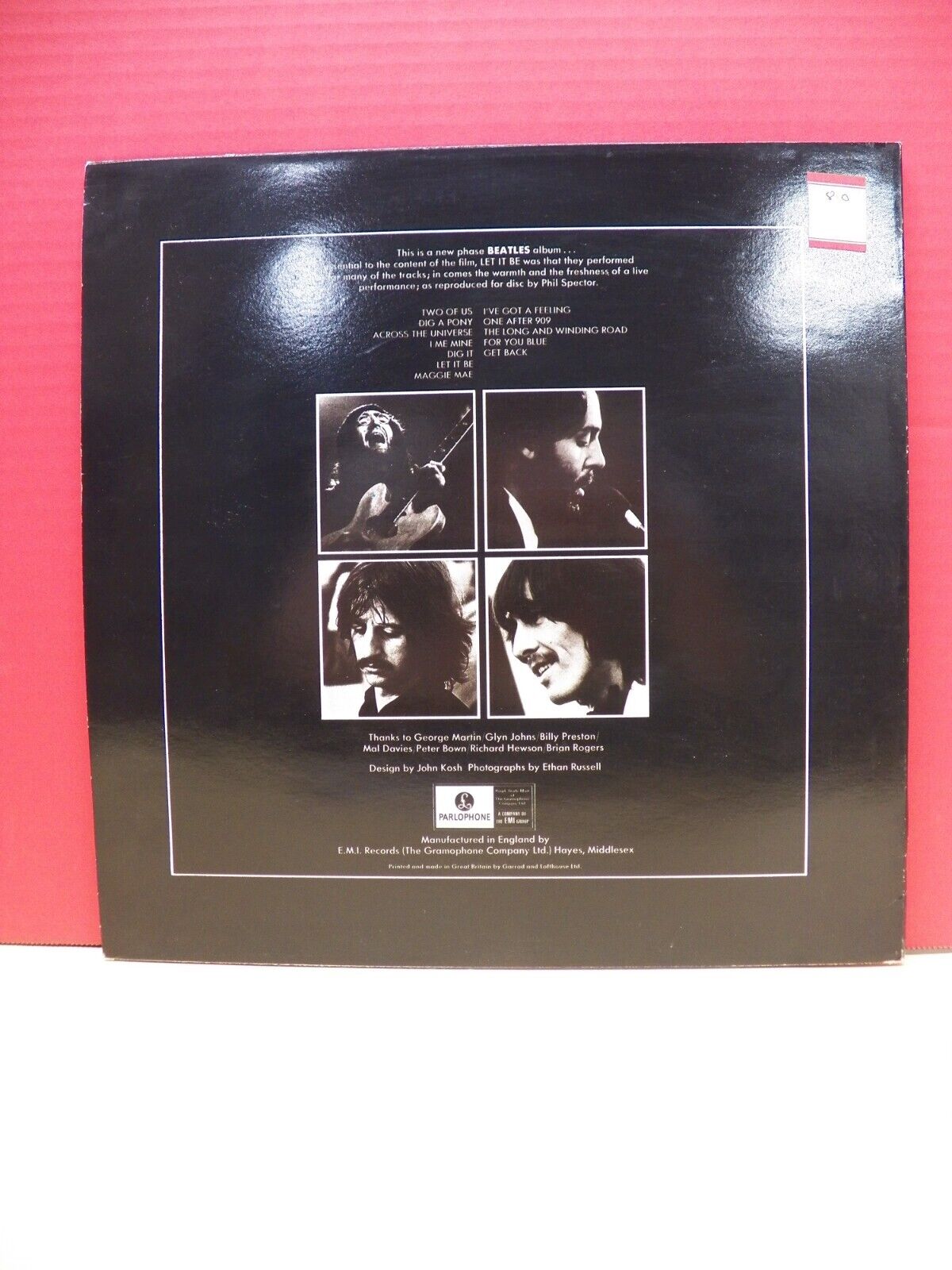 12" LP VG++/EX The Beatles Let It Be 1970 Parlophone UK Export Issue PCS 7096 12" LP VG++/EX The Beatles Let It Be 1970 Parlophone UK Export Issue PCS 7096