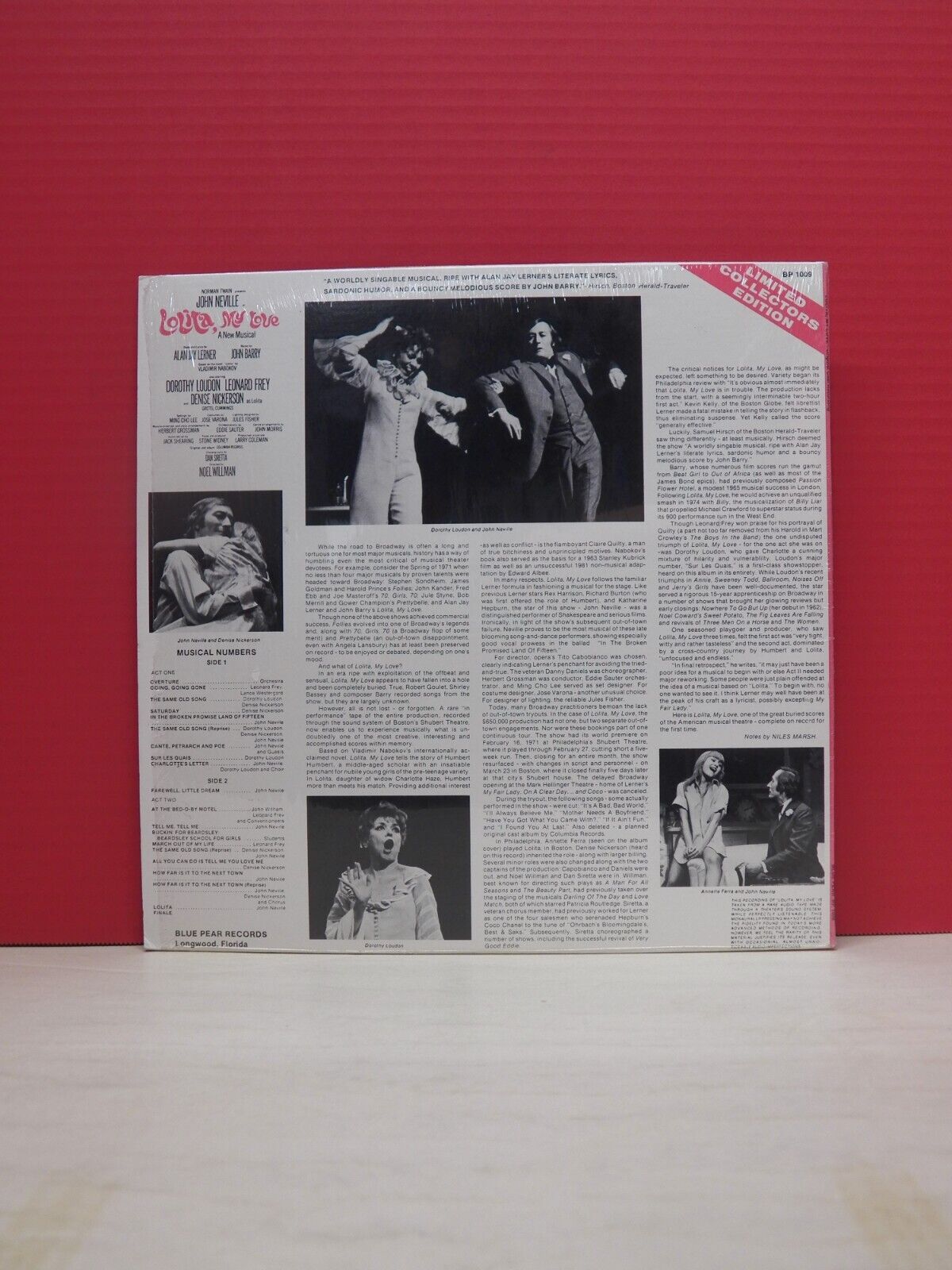 12" LP EX John Barry/Original Cast Lolita, My Love Blue Pear Ltd Ed Mono BP 1009 12" LP EX John Barry/Original Cast Lolita, My Love Blue Pear Ltd Ed Mono BP 1009