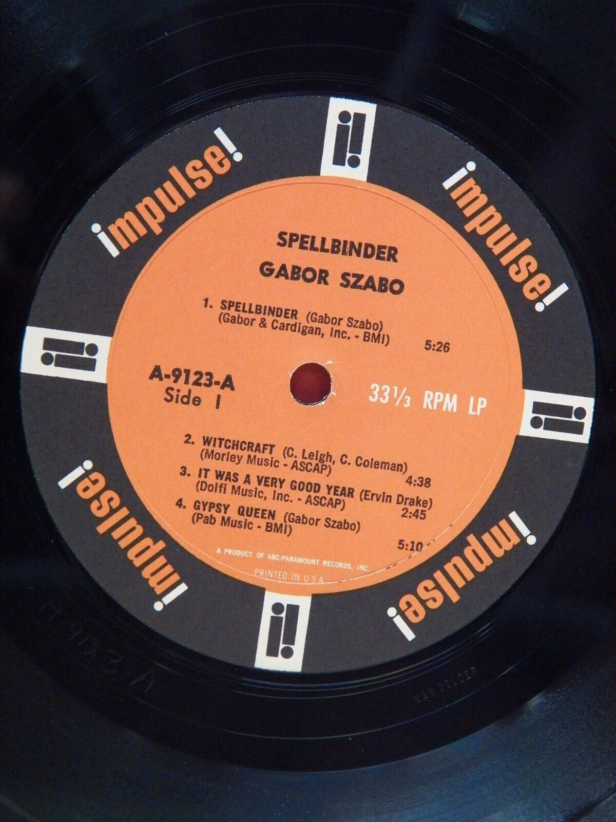 12" LP VG++/EX Gabor Szabo Spellbinder 1966 Impulse! Mono A-9123 12" LP VG++/EX Gabor Szabo Spellbinder 1966 Impulse! Mono A-9123