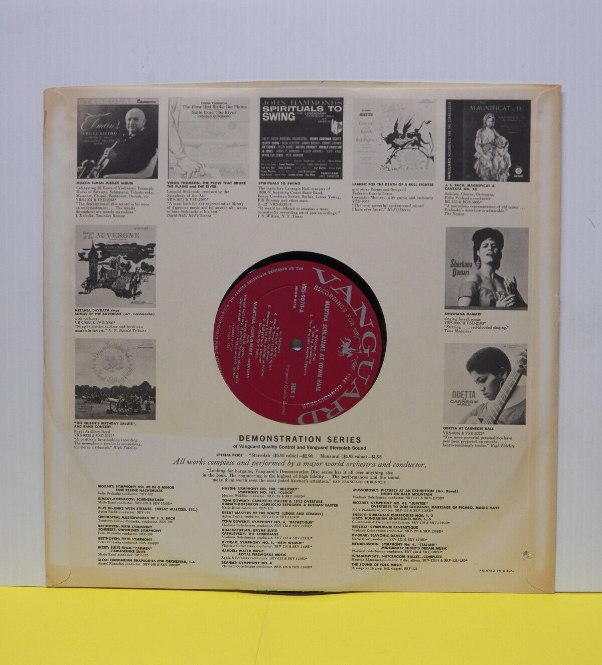 12" LP VG++ Martha Schlamme At Town Hall 1960 Vanguard Mono VRS 9070 12" LP VG++ Martha Schlamme At Town Hall 1960 Vanguard Mono VRS 9070