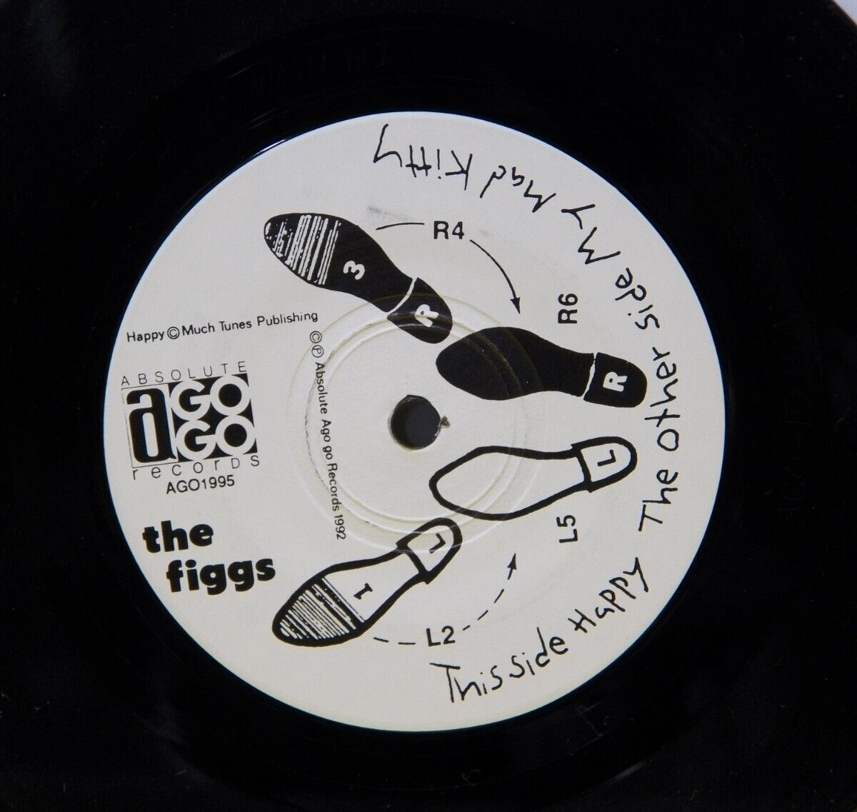 7" Single EX The Figgs Happy / My Mad Kitty 1992 Absolute A Go Go Autographed 7" Single EX The Figgs Happy / My Mad Kitty 1992 Absolute A Go Go Autographed