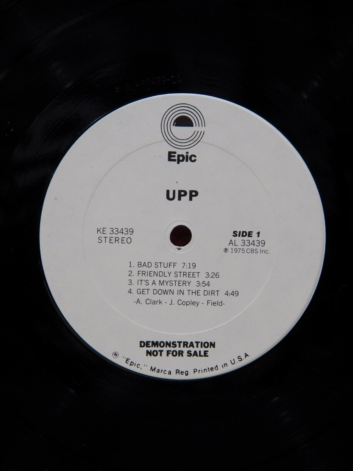 12" LP NM- UPP UPP 1975 Epic Promo White Label KE 33439 12" LP NM- UPP UPP 1975 Epic Promo White Label KE 33439