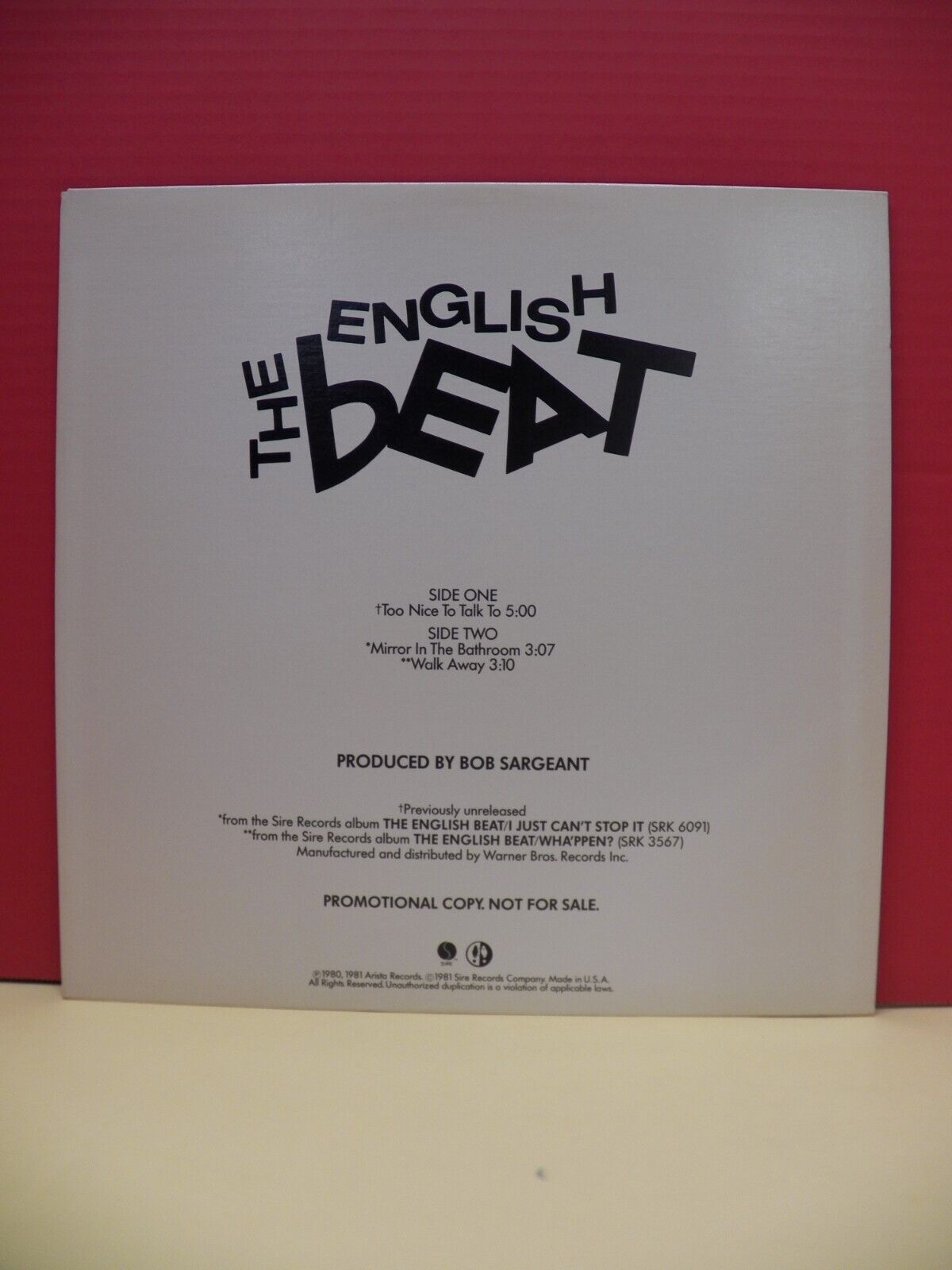 12" Single VG++/EX The English Beat Too Nice To Talk To 1981 Sire Promo 12" Single VG++/EX The English Beat Too Nice To Talk To 1981 Sire Promo
