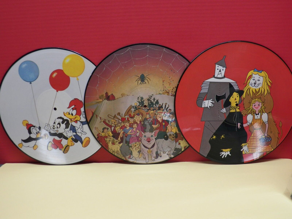 12" 3xPicture Disc Lot Woody Woodpecker-Charlotte's Web-Wizard Of Oz-Pinocchio 12" 3xPicture Disc Lot Woody Woodpecker-Charlotte's Web-Wizard Of Oz-Pinocchio