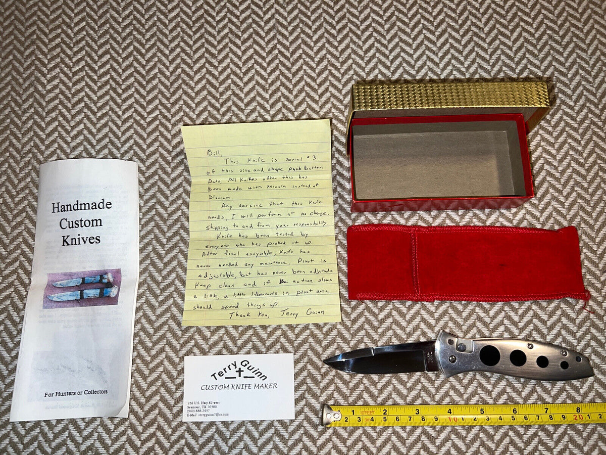 Brand New Terry Guinn Rare Custom Platinum Folding Knife Serial #3 with extras Brand New Terry Guinn Rare Custom Platinum Folding Knife Serial #3 with extras