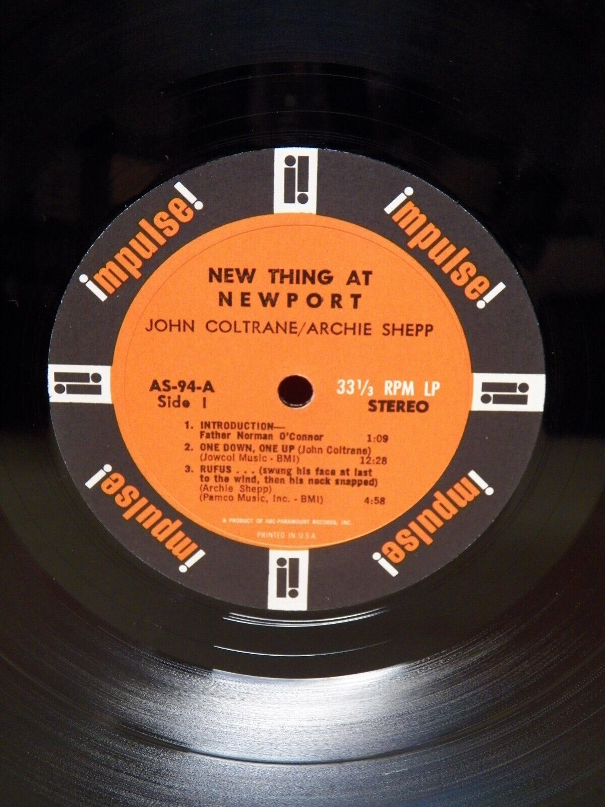 12" LP VG+ John Coltrane/Archie Shepp New Thing At Newport 1967 Impulse! Reissue 12" LP VG+ John Coltrane/Archie Shepp New Thing At Newport 1967 Impulse! Reissue