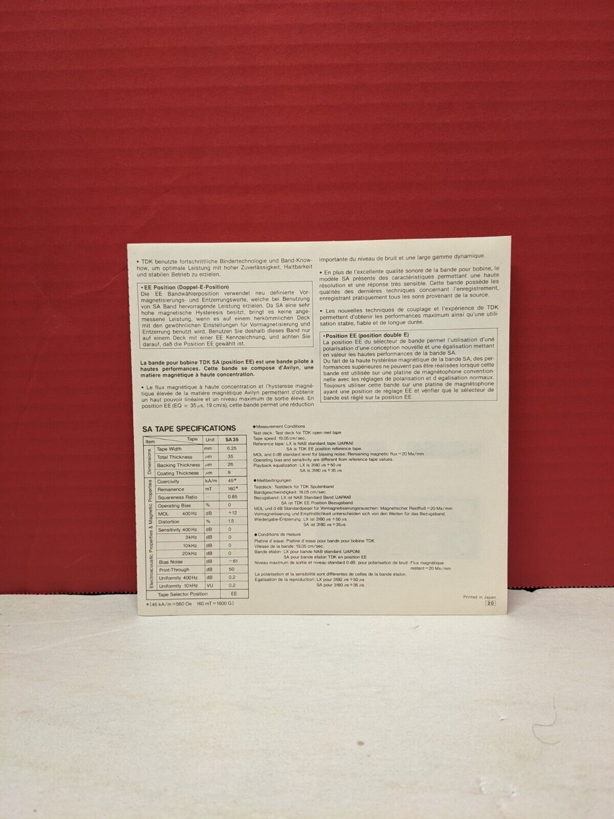 TDK SA Mastering Use Sound Recording Tape 35-90 TDK SA Mastering Use Sound Recording Tape 35-90