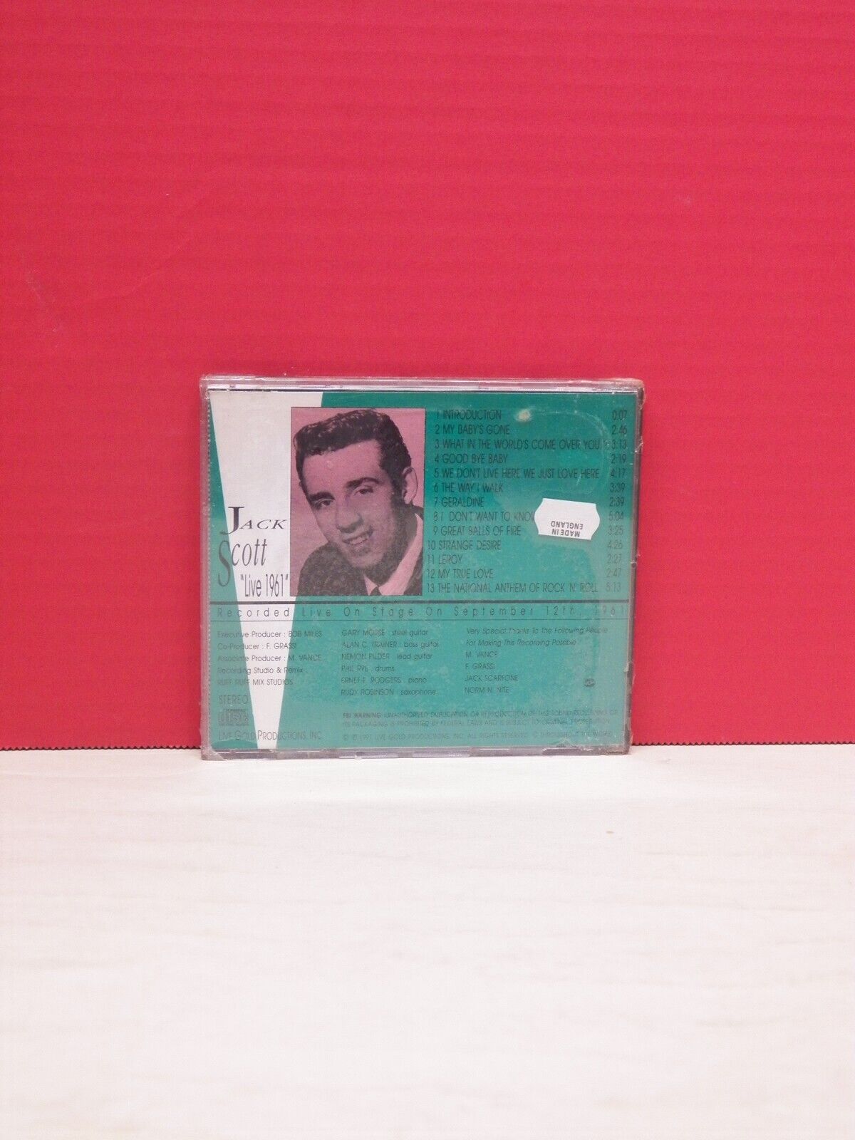 Sealed CD Jack Scott Live 1961 1991 Live Gold Productions UK Import LG20002 Sealed CD Jack Scott Live 1961 1991 Live Gold Productions UK Import LG20002