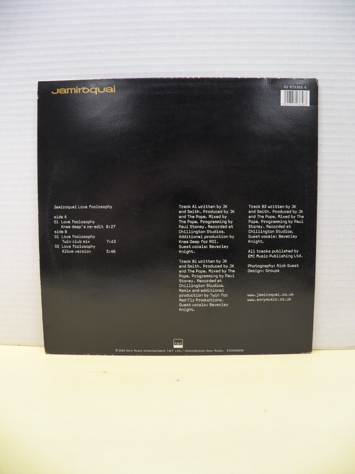 12" Single NM- Jamiroquai Love Foolosophy 2002 Sony Soho Square UK Import 12" Single NM- Jamiroquai Love Foolosophy 2002 Sony Soho Square UK Import