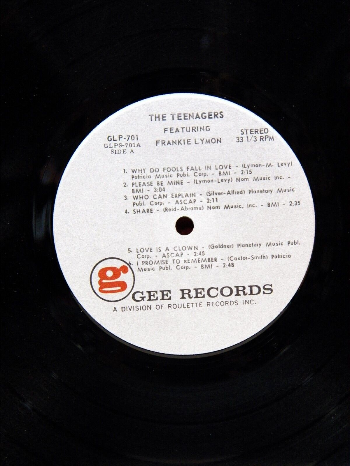 12" LP EX The Teenagers Featuring Frankie Lymon 1973 Gee Reissue Stereo GLP 701 12" LP EX The Teenagers Featuring Frankie Lymon 1973 Gee Reissue Stereo GLP 701