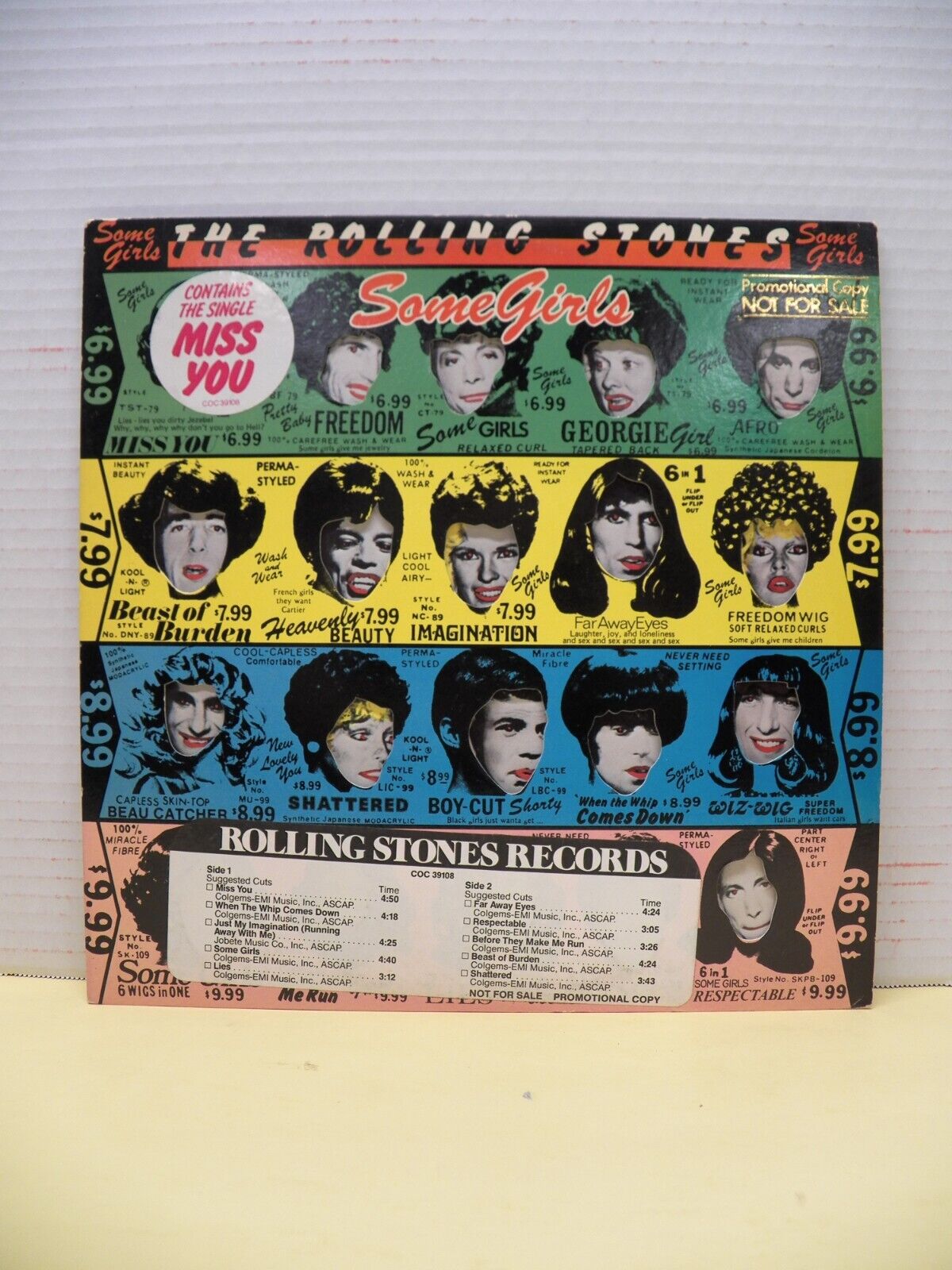12" LP EX The Rolling Stones Some Girls 1978 Promo Bright Celeb Cover COC 39108 12" LP EX The Rolling Stones Some Girls 1978 Promo Bright Celeb Cover COC 39108