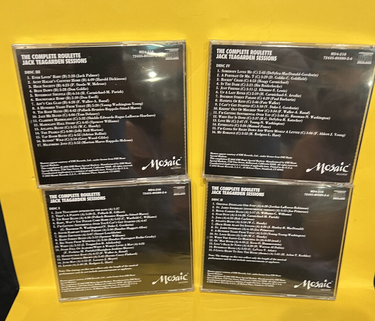 Sealed Mosaic 4 CD Set The Complete Roulette Jack Teagarden Sessions MD4-218 Sealed Mosaic 4 CD Set The Complete Roulette Jack Teagarden Sessions MD4-218