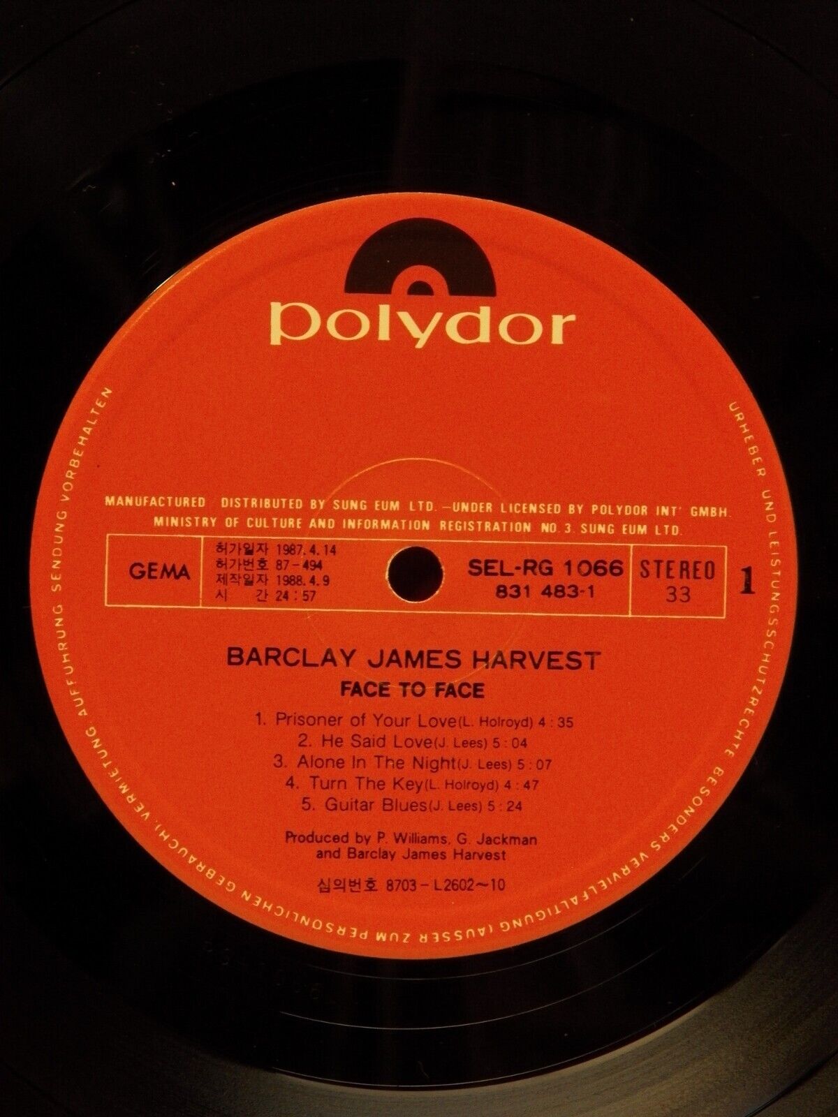 12" LP EX Barclay James Harvest Face To Face 1988 Polydor Import 831 483-1 12" LP EX Barclay James Harvest Face To Face 1988 Polydor Import 831 483-1