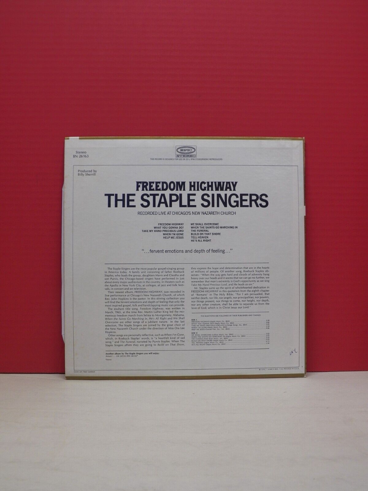 12" LP VG++/EX The Staple Singers Freedom Highway 1965 Epic Stereo BN 26163 12" LP VG++/EX The Staple Singers Freedom Highway 1965 Epic Stereo BN 26163