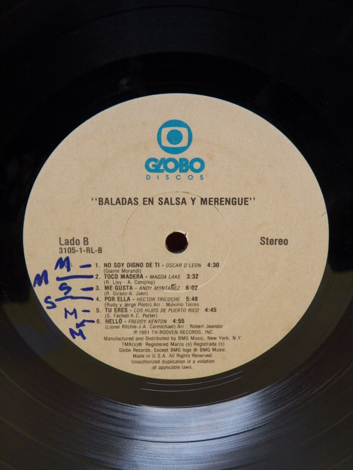 12" LP VG++/EX Baladas En Salsa Y Merengue 1991 Globo Records 3105-1-RL 12" LP VG++/EX Baladas En Salsa Y Merengue 1991 Globo Records 3105-1-RL