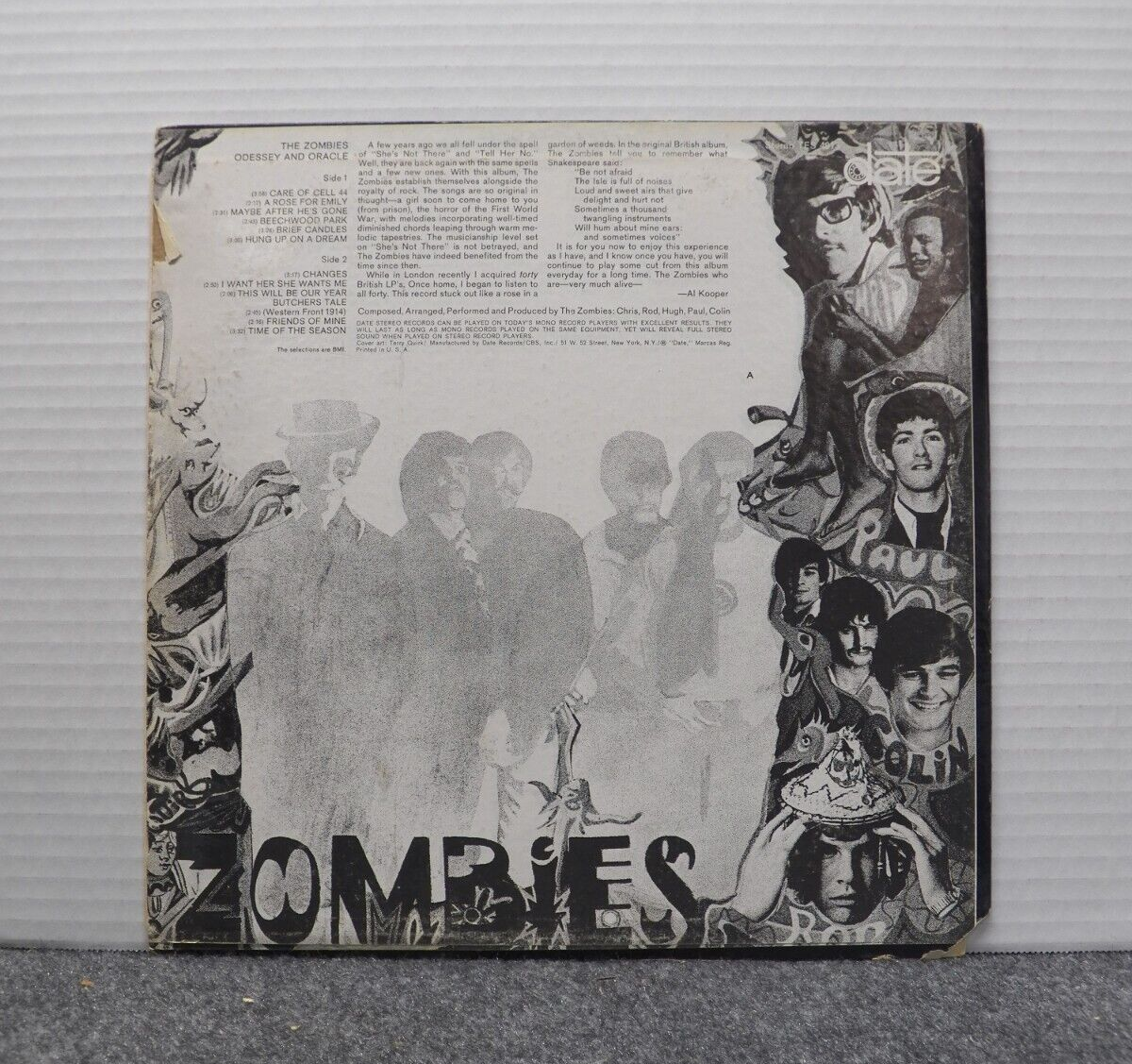 12" LP EX The Zombies Odessey & Oracle 1969 Date Repress TES 4013 12" LP EX The Zombies Odessey & Oracle 1969 Date Repress TES 4013