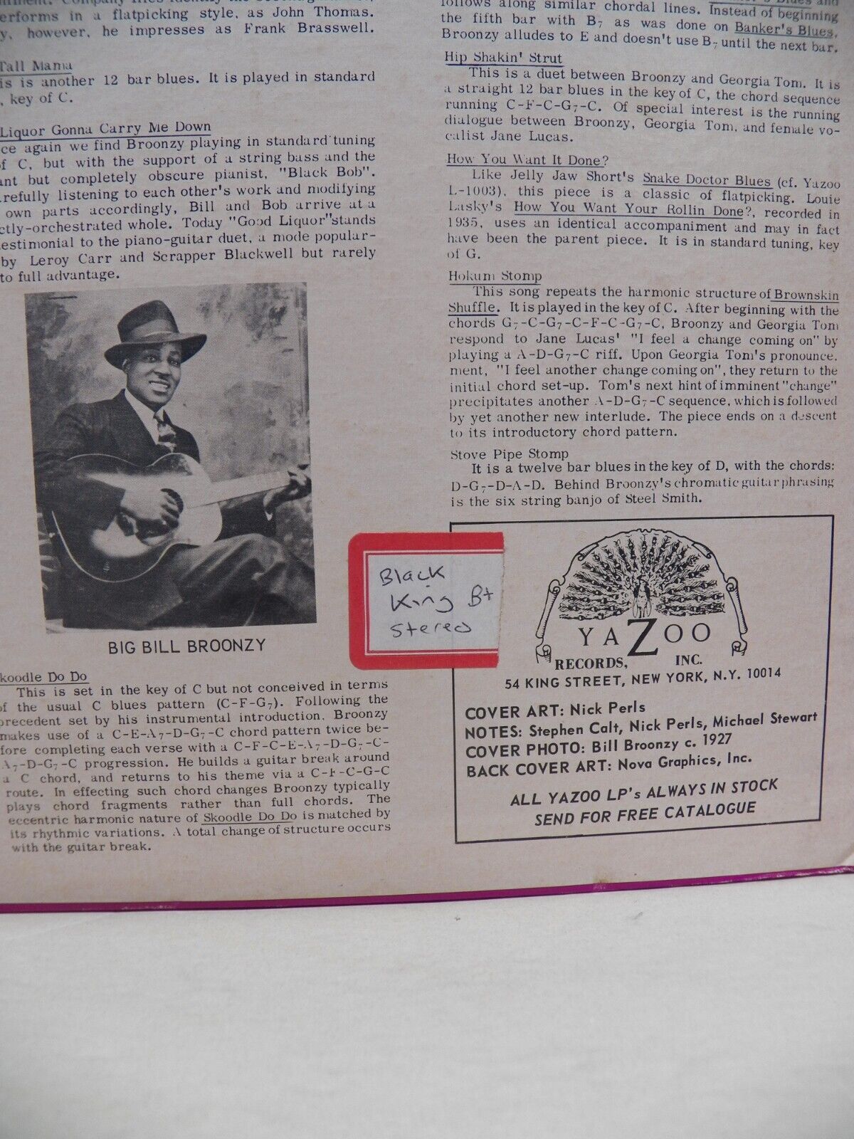 12" LP EX Big Bill Broonzy The Young Big Bill Broonzy 1928-1936 1968 Yazoo 12" LP EX Big Bill Broonzy The Young Big Bill Broonzy 1928-1936 1968 Yazoo