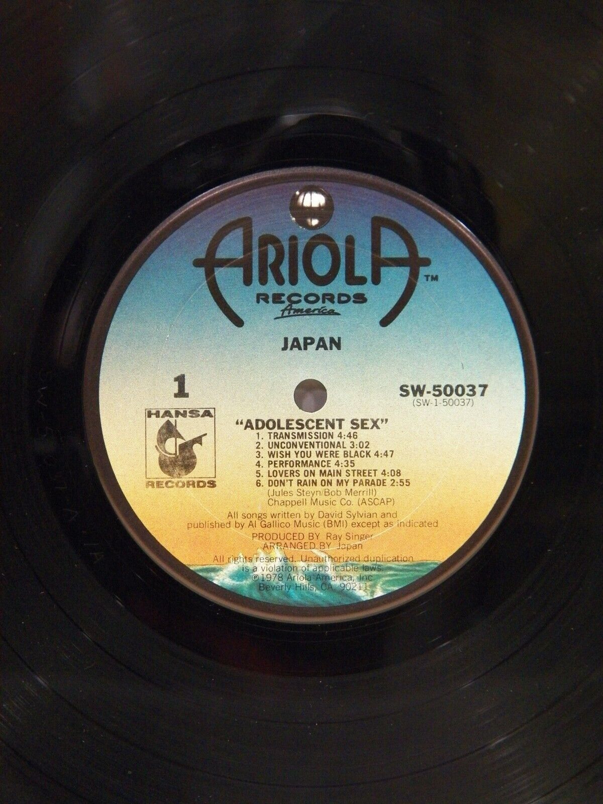 12" LP EX Japan Adolescent Sex 1978 Ariola Records America SW 50037 12" LP EX Japan Adolescent Sex 1978 Ariola Records America SW 50037