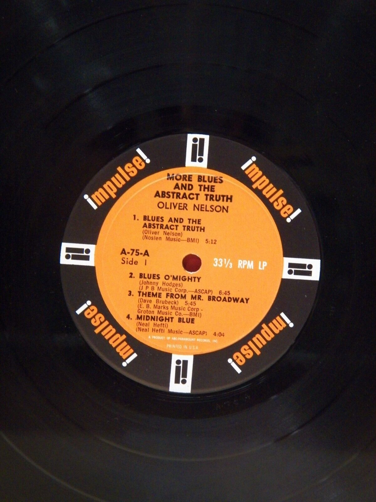 12" LP EX Oliver Nelson More Blues & The Abstract Truth Impulse Repress Mono 12" LP EX Oliver Nelson More Blues & The Abstract Truth Impulse Repress Mono