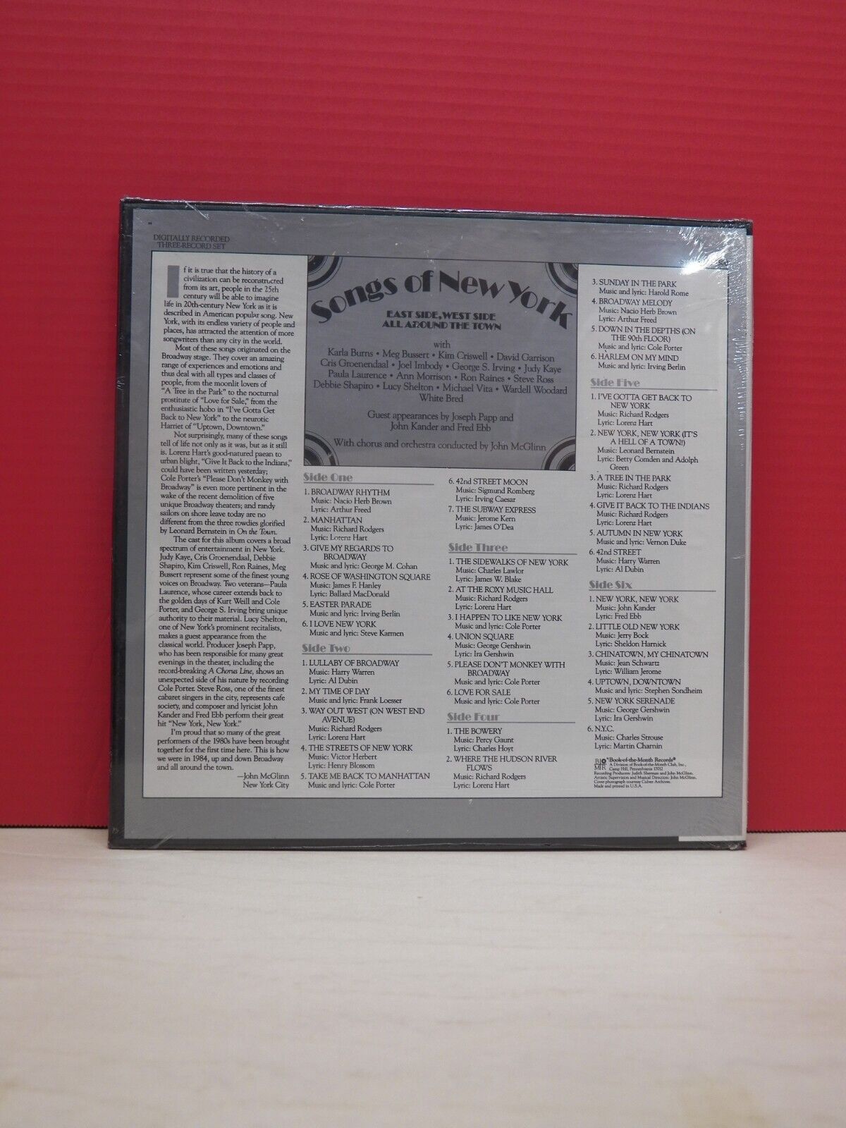 Sealed 3xLP Box Set Various Artists Songs Of New York 1984 Book-Of-The-Month Sealed 3xLP Box Set Various Artists Songs Of New York 1984 Book-Of-The-Month