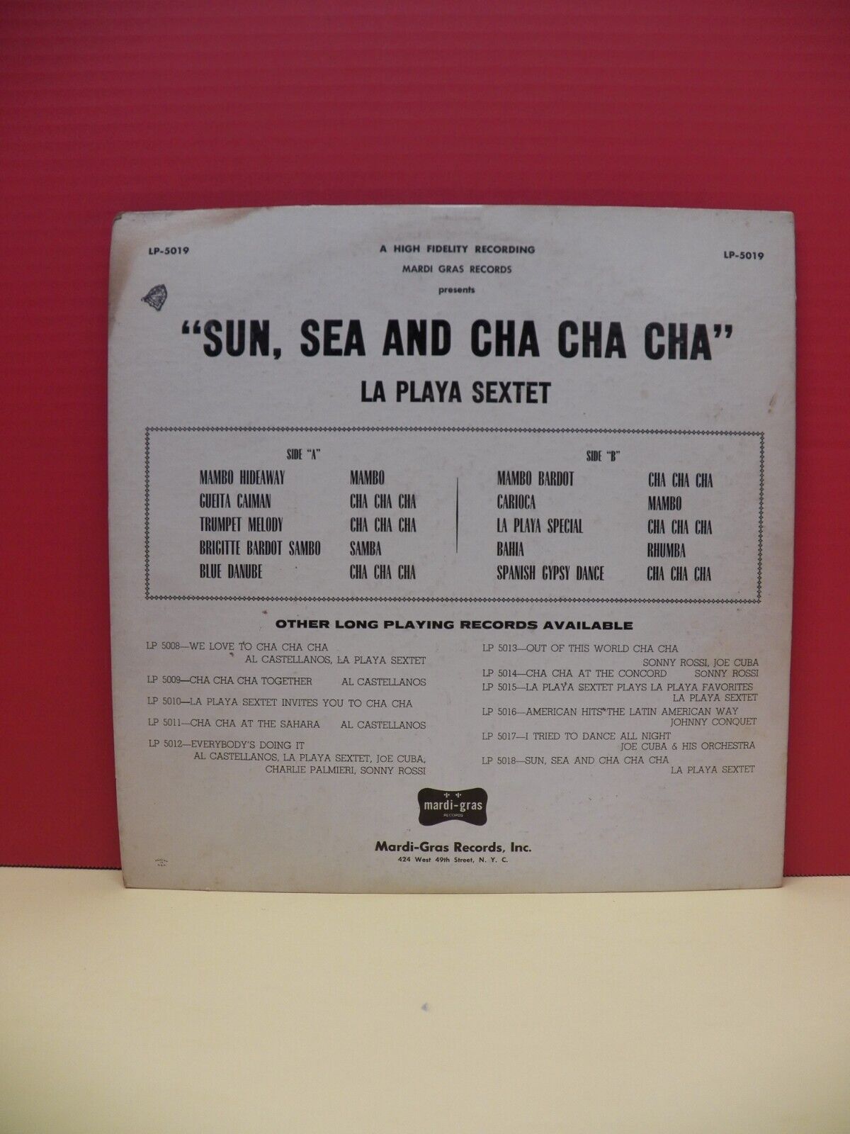 12" LP VG++/EX La Playa Sextet Sun, Sea, And Cha Cha Cha! 1959 Mardi-Gras Mono 12" LP VG++/EX La Playa Sextet Sun, Sea, And Cha Cha Cha! 1959 Mardi-Gras Mono