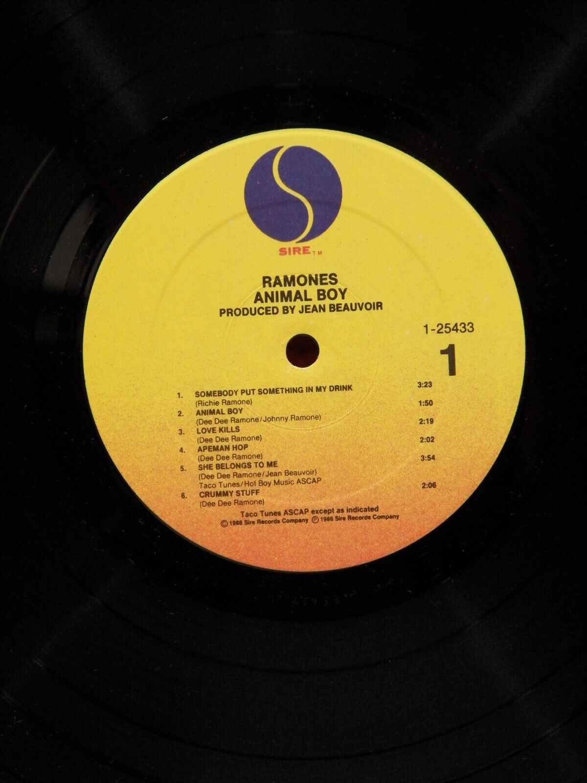 12" LP VG++/EX Ramones Animal Boy 1986 Sire Records Promo 9 25433-1 12" LP VG++/EX Ramones Animal Boy 1986 Sire Records Promo 9 25433-1