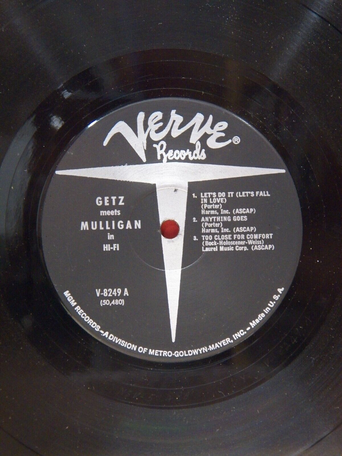 12" LP EX Mulligan/Getz Gerry Mulligan Meets Stan Getz 1962 Verve Reissue Mono 12" LP EX Mulligan/Getz Gerry Mulligan Meets Stan Getz 1962 Verve Reissue Mono