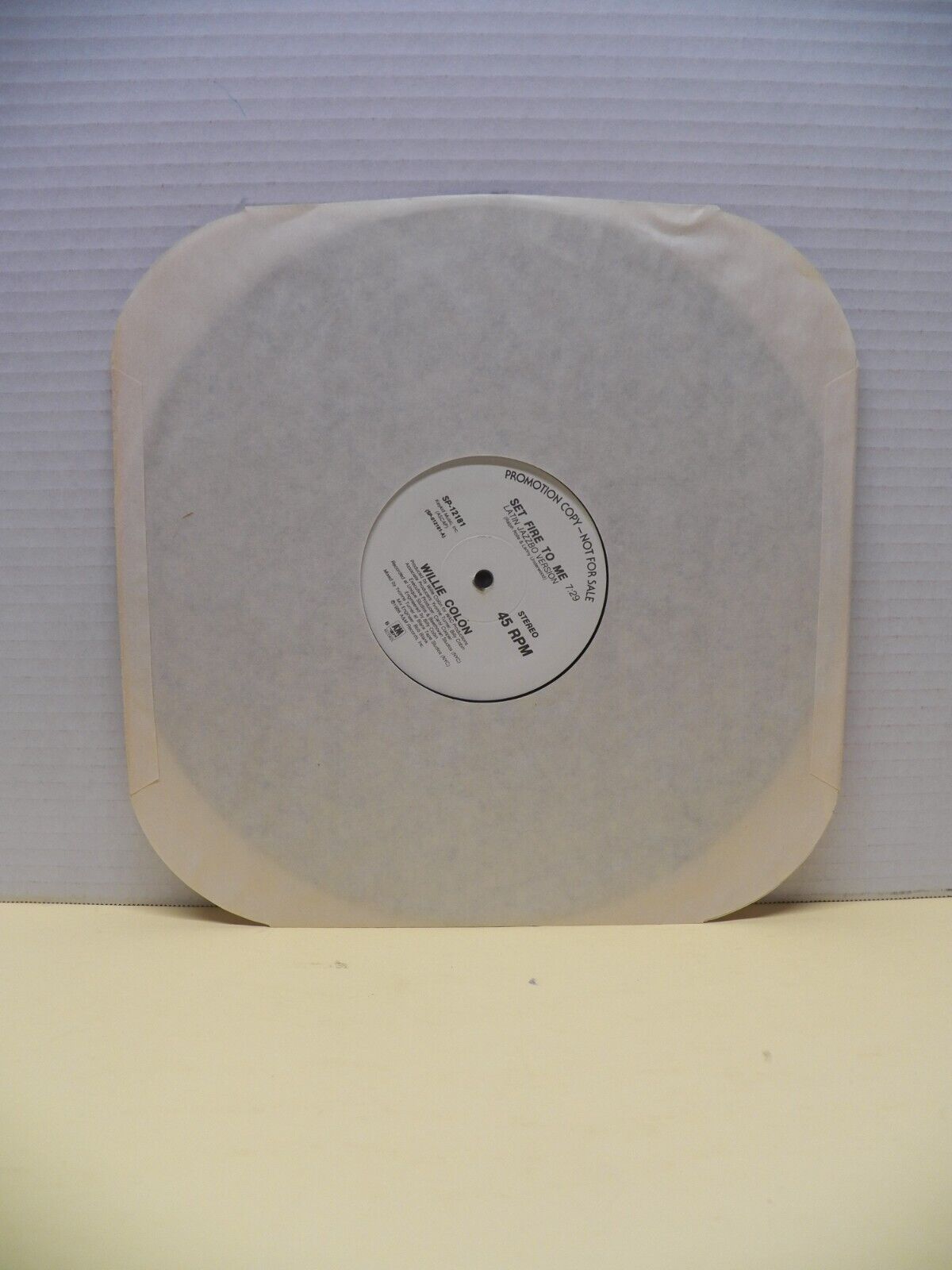 12" Single VG++/EX Willie Colón Set Fire To Me 1986 A&M Records SP-12181 12" Single VG++/EX Willie Colón Set Fire To Me 1986 A&M Records SP-12181