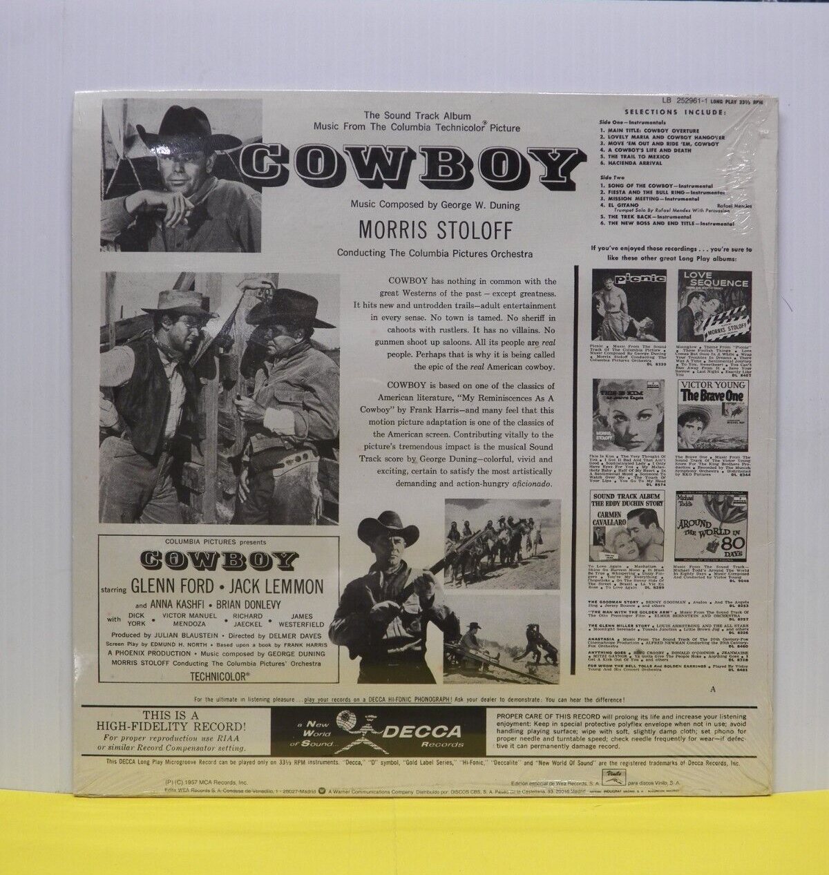 Sealed 12" LP George Duning Cowboy (The Sound Track Album) 1986 Decca Import Sealed 12" LP George Duning Cowboy (The Sound Track Album) 1986 Decca Import