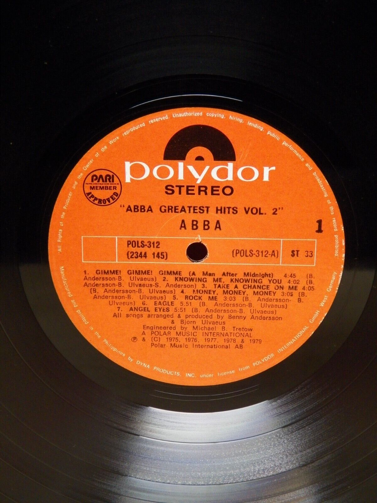 12" LP EX ABBA Greatest Hits Vol. 2 1979 Polydor Philippines Import POLS 312 12" LP EX ABBA Greatest Hits Vol. 2 1979 Polydor Philippines Import POLS 312