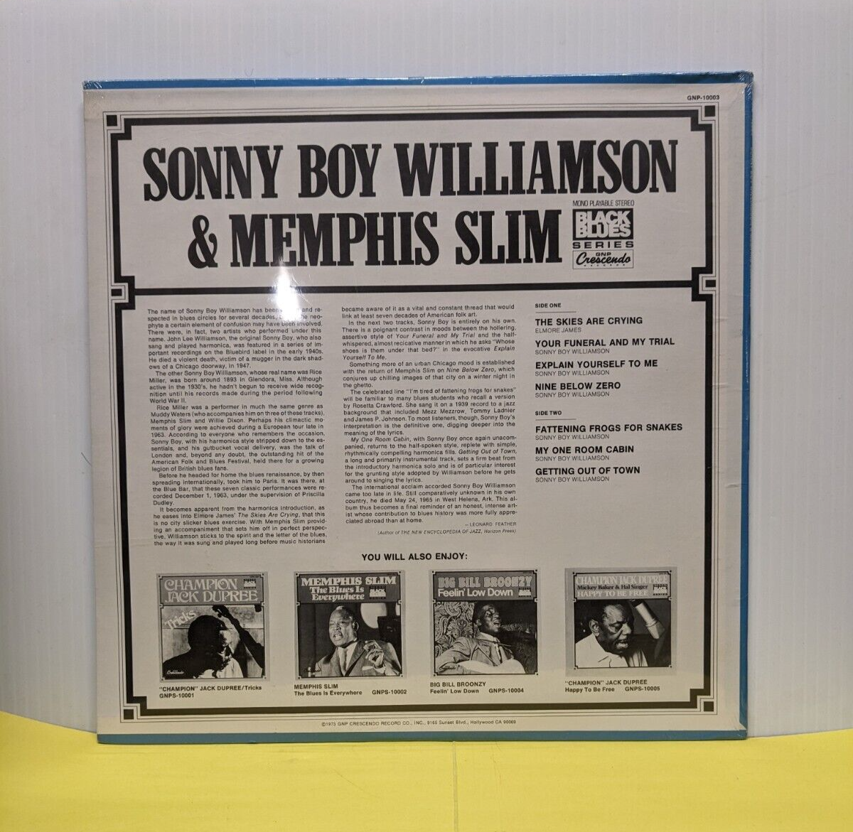 12" LP Sonny Boy Williamson & Memphis Slim In Paris 1973 GNP Crescendo Reissue 12" LP Sonny Boy Williamson & Memphis Slim In Paris 1973 GNP Crescendo Reissue
