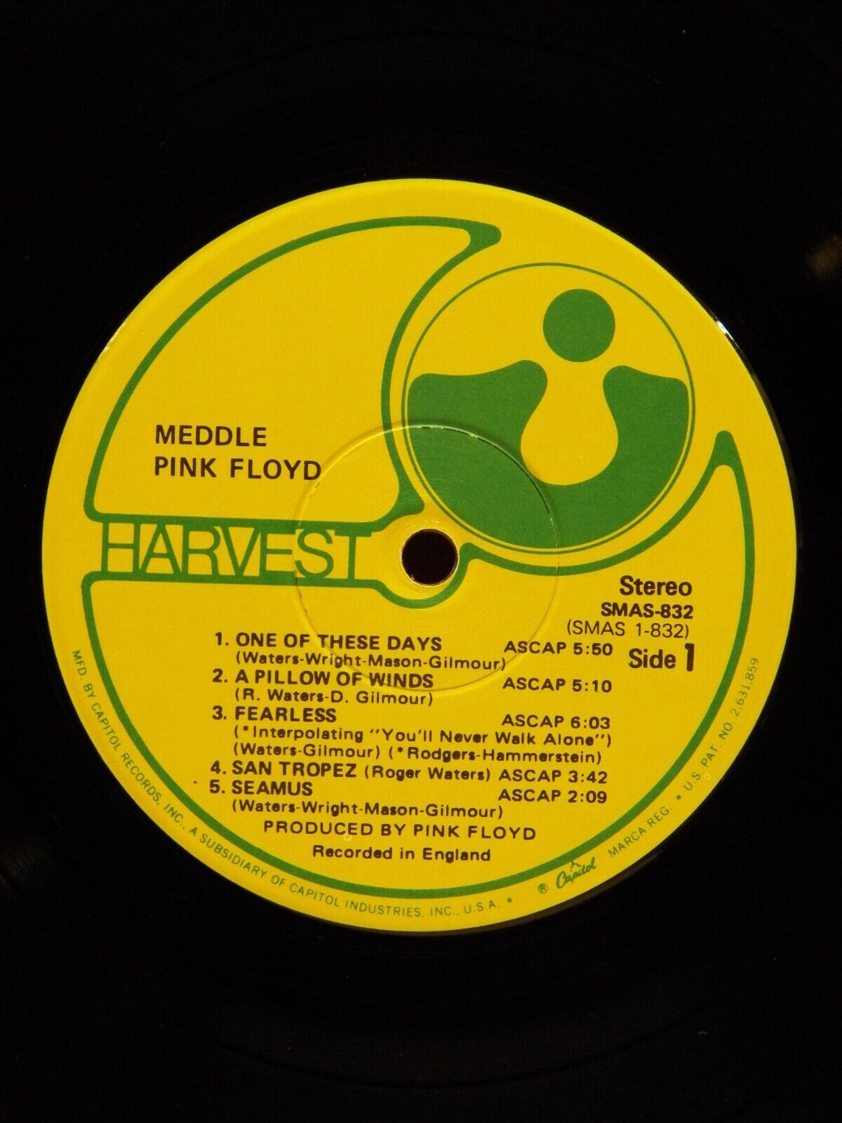 12" LP VG++/EX Pink Floyd Meddle 1975 Harvest Reissue SMAS-832 12" LP VG++/EX Pink Floyd Meddle 1975 Harvest Reissue SMAS-832