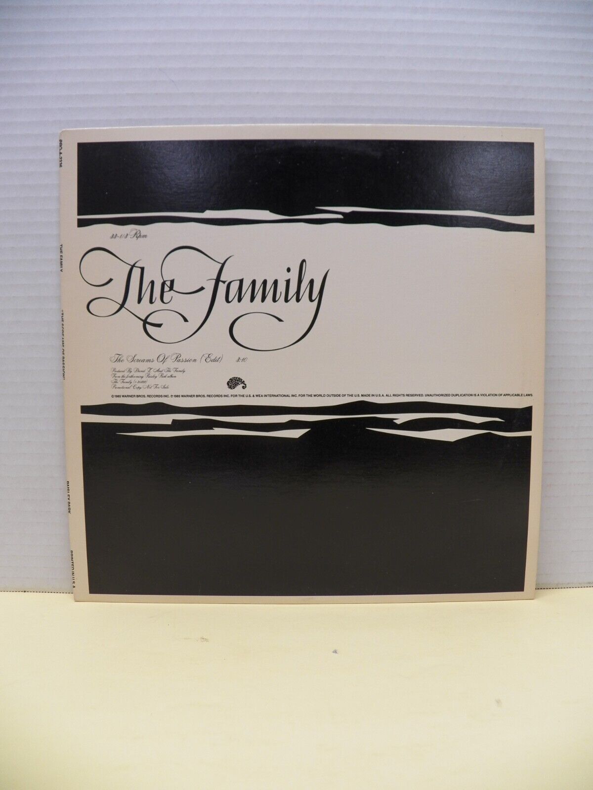 12" Single VG++/EX The Family The Screams Of Passion 1985 Paisley Park Promo 12" Single VG++/EX The Family The Screams Of Passion 1985 Paisley Park Promo
