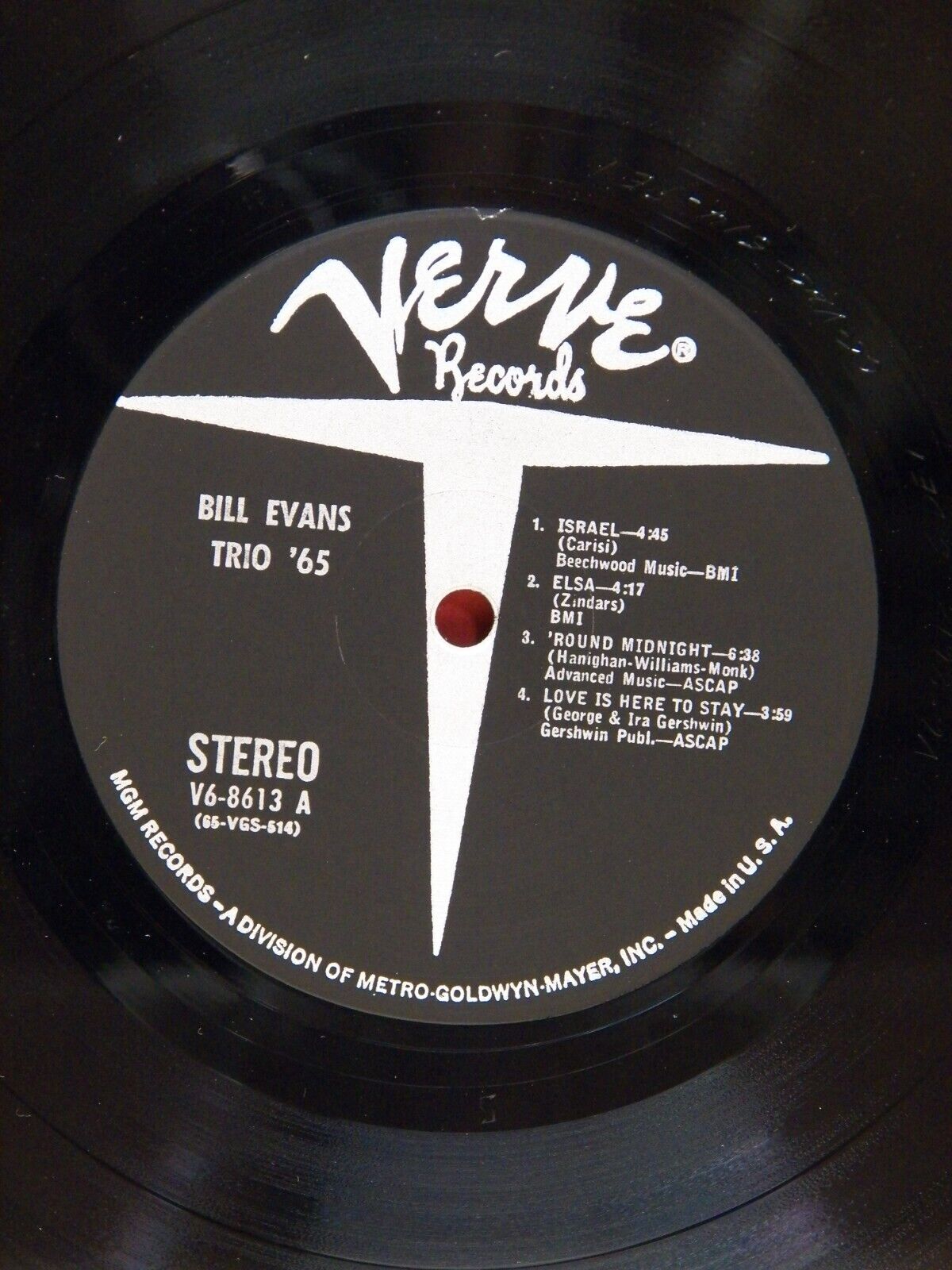 12" LP NM Bill Evans Trio Trio '65 1965 Verve Stereo V6-8613 12" LP NM Bill Evans Trio Trio '65 1965 Verve Stereo V6-8613