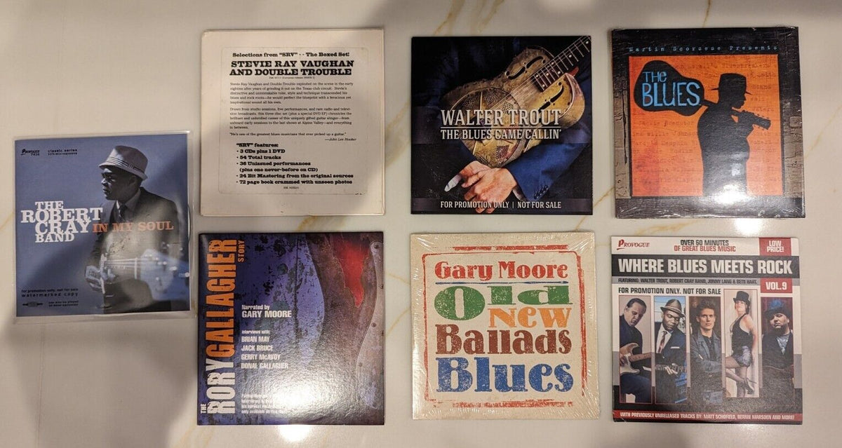 7 Rare Promo Blues CDs Stevie Ray Vaughan Walter Trout Rory Gallagher Robert Cray 7 Rare Promo Blues CDs Stevie Ray Vaughan Walter Trout Rory Gallagher Robert Cray