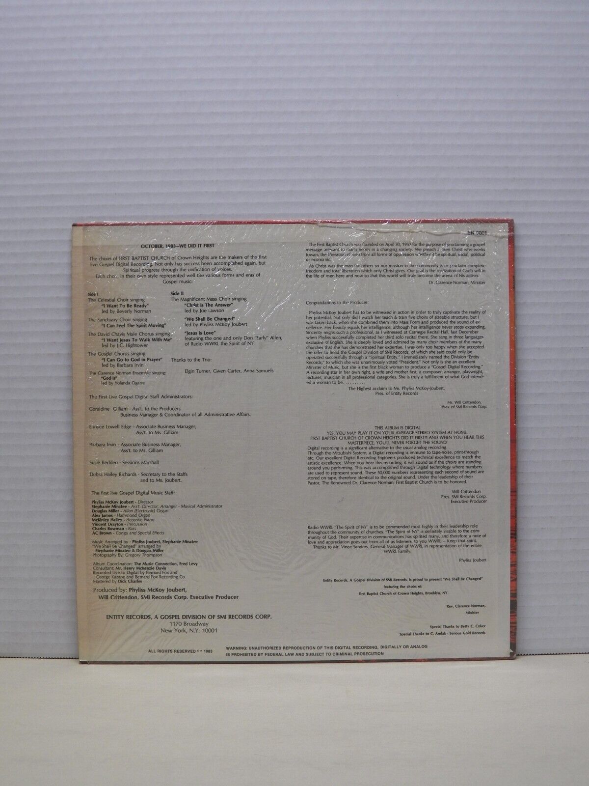 12" LP EX First Baptist Church Of Crown Heights We Shall Be Changed 1984 Amber 12" LP EX First Baptist Church Of Crown Heights We Shall Be Changed 1984 Amber