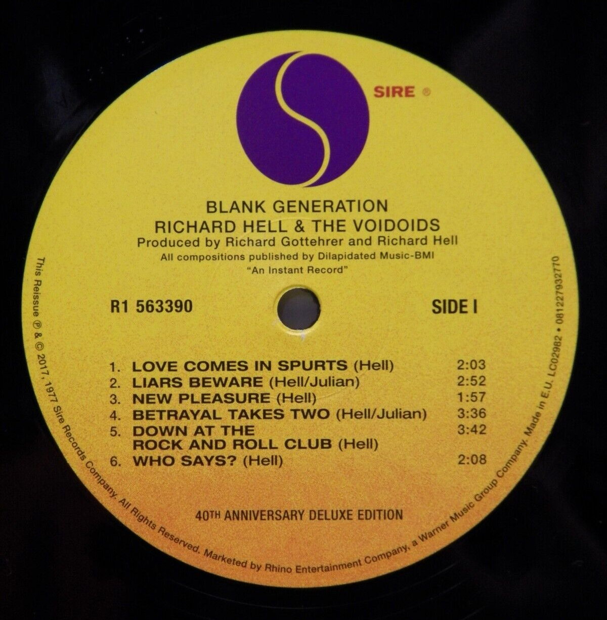 12" 2xLP EX Richard Hell & The Voidoids Blank Generation 2017 RSD 40th Anniv. 12" 2xLP EX Richard Hell & The Voidoids Blank Generation 2017 RSD 40th Anniv.