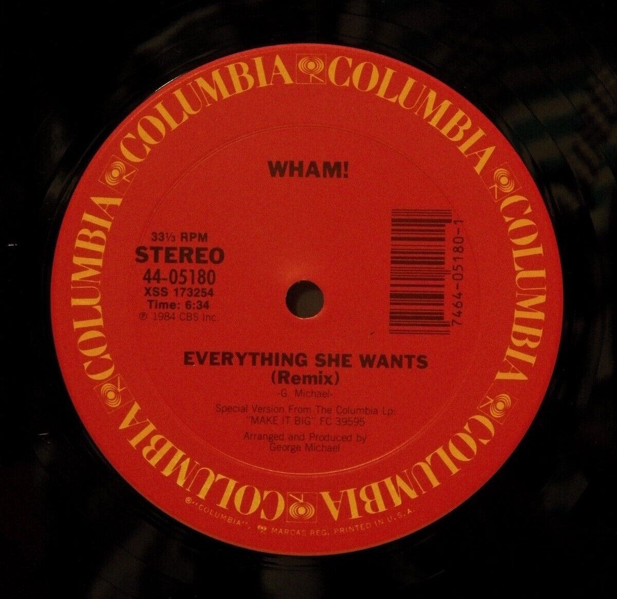 12" Single EX Wham! Everything She Wants (Long Version) 1985 Columbia Promo 12" Single EX Wham! Everything She Wants (Long Version) 1985 Columbia Promo